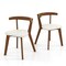 Wood Dining Chair Set of 2 with Padded Seat and Curved Back-Walnut